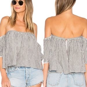 Tularosa Rio Off the Shoulder Top Black Stripe